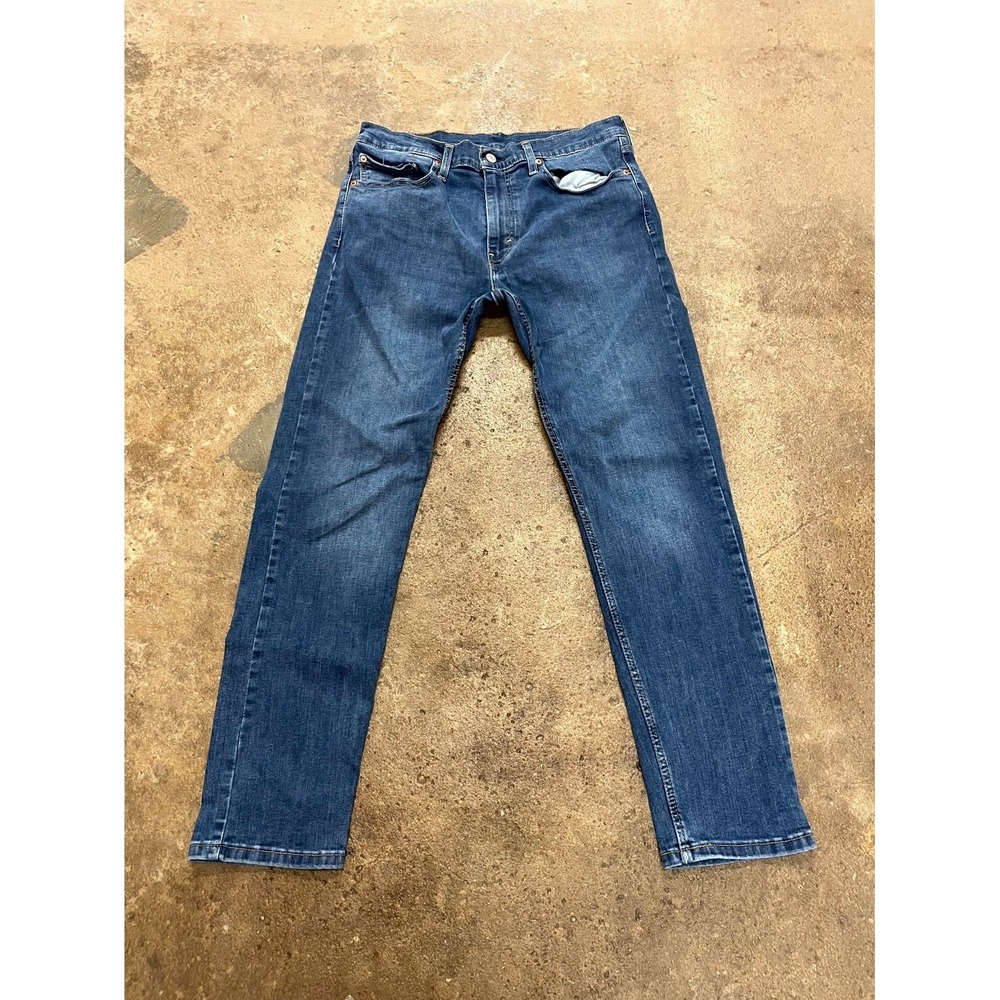 Levi's 502 Taper Fit Jeans Mens 33x32 Blue Denim Cotton Stretch Logo Mid Rise